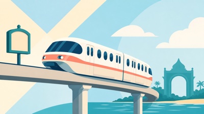舞浜駅からモノレールで東京ディズニーシー方面へ向かう様子を抽象的に描いたテマパ！オリジナル画像