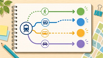 舞浜駅から東京ディズニーランドと東京ディズニーシーへの行き方を地図風に整理したテマパ！オリジナル画像